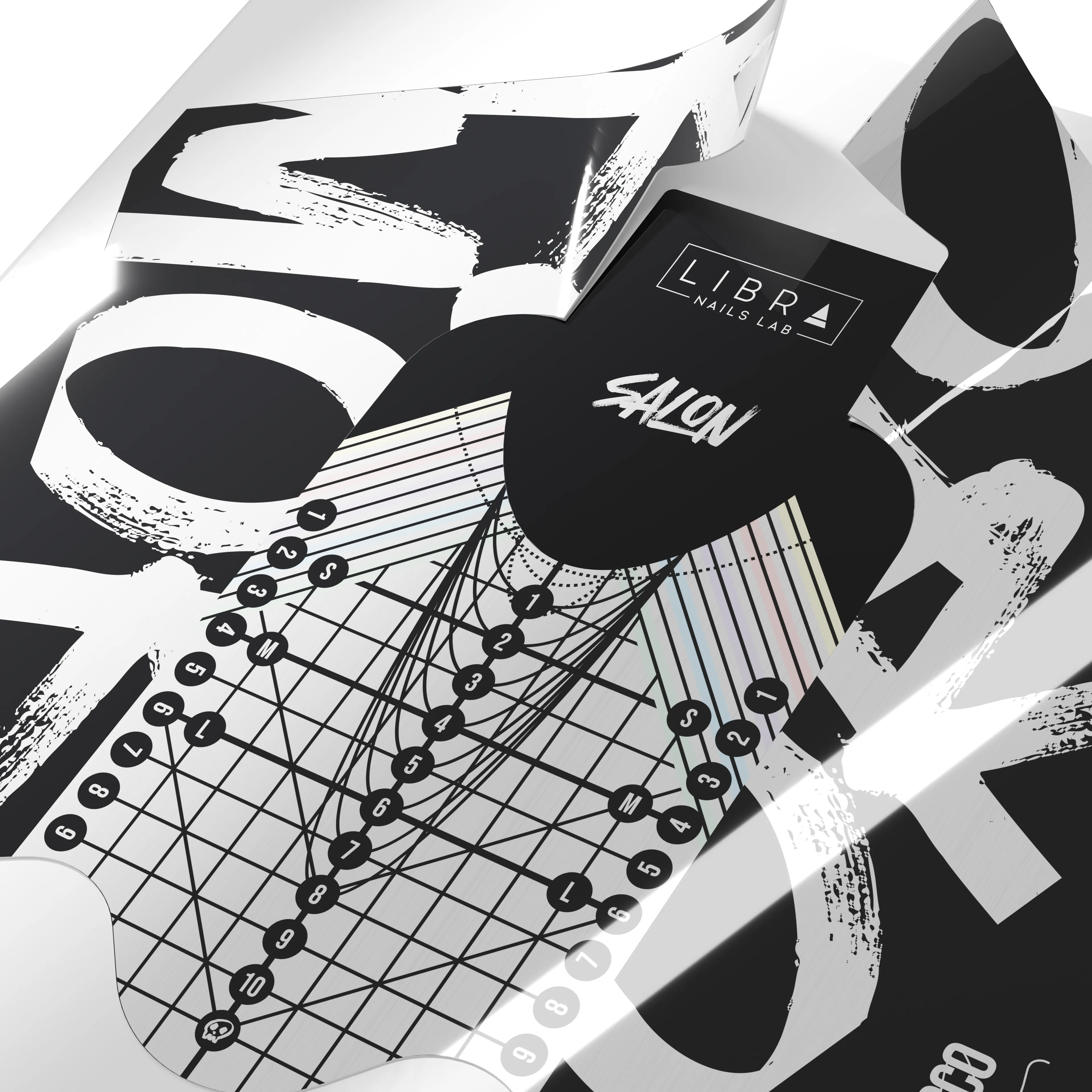 Nail form Salon vista dall'alto con griglia numerata e logo Libra Nails Lab